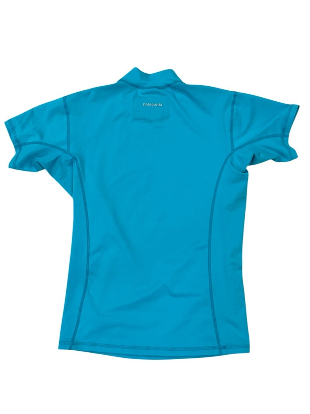 Patagonia Teal Blue Fitted Rash Guard Swim Top Surf UPF Athletic Women’s Large - Picture 3 of 8